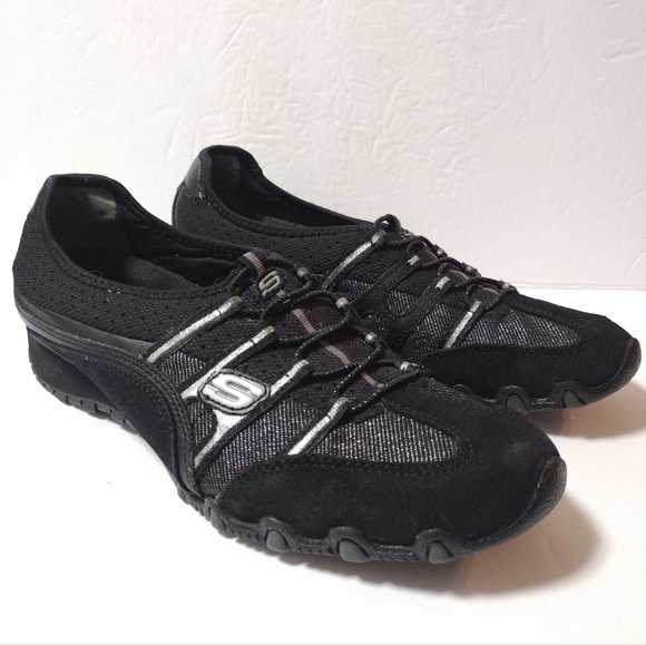 Skechers Women’s Sassie Heirloom Slip On Bikers Leather Walking Sneakers Black - Picture 3 of 7